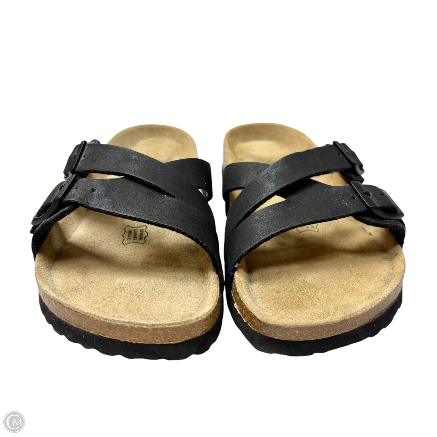 Sandals Flats By Cushionaire In Black & Brown, Size: 9