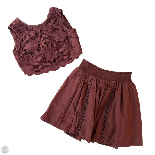 Skirt Set 2pc By Anthropologie In Brown, Size: Xs