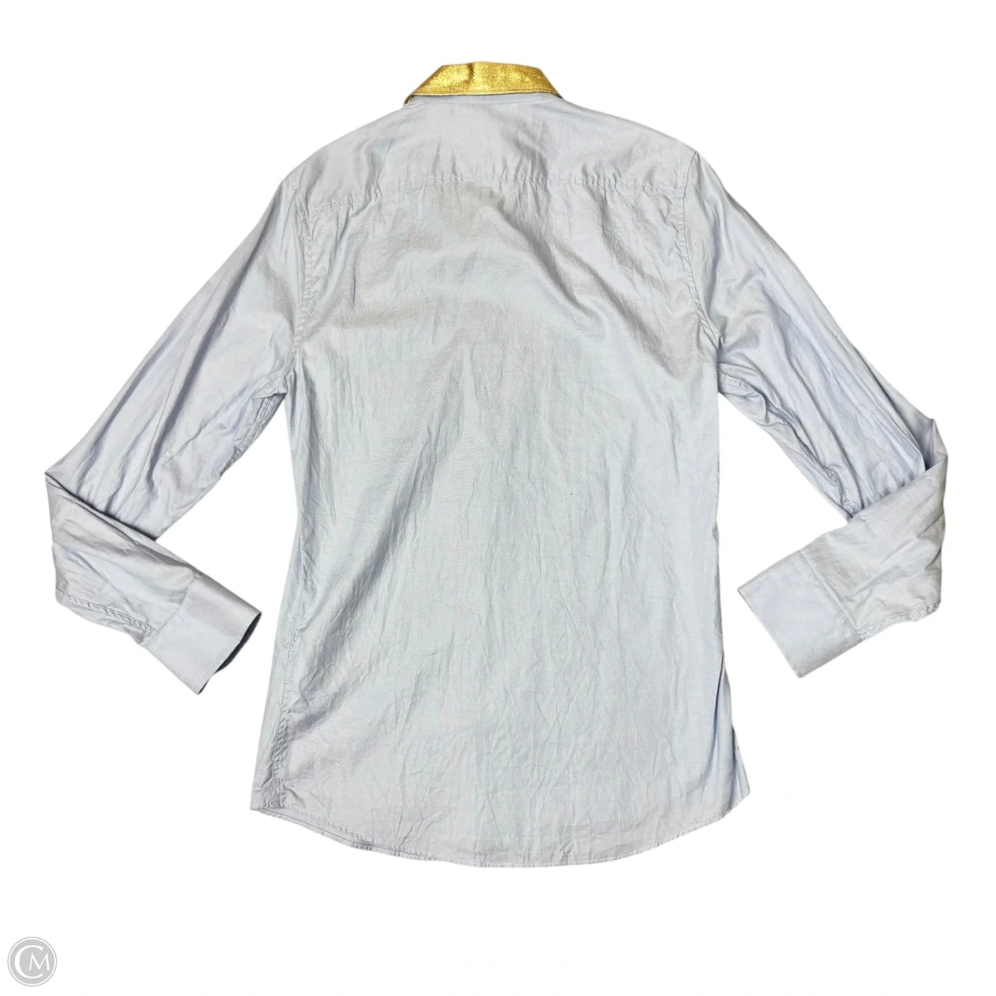 Top Long Sleeve Luxury Designer By Gucci In Blue & Gold, Size: M