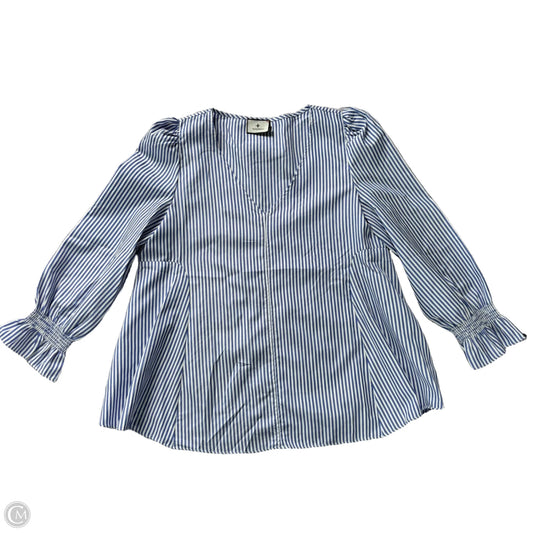 Top Long Sleeve By Tuckernuck In Blue & White, Size: L