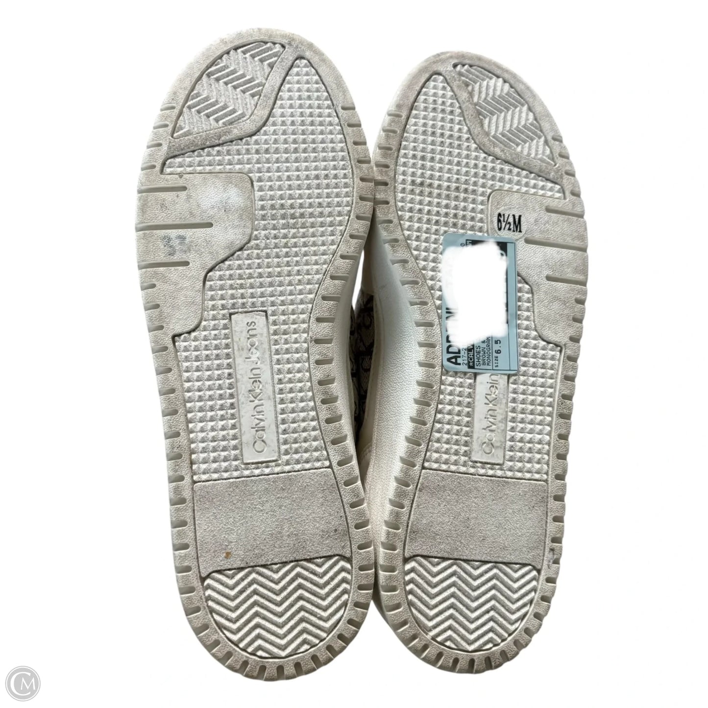 Shoes Sneakers By Calvin Klein In Brown & White, Size: 6.5