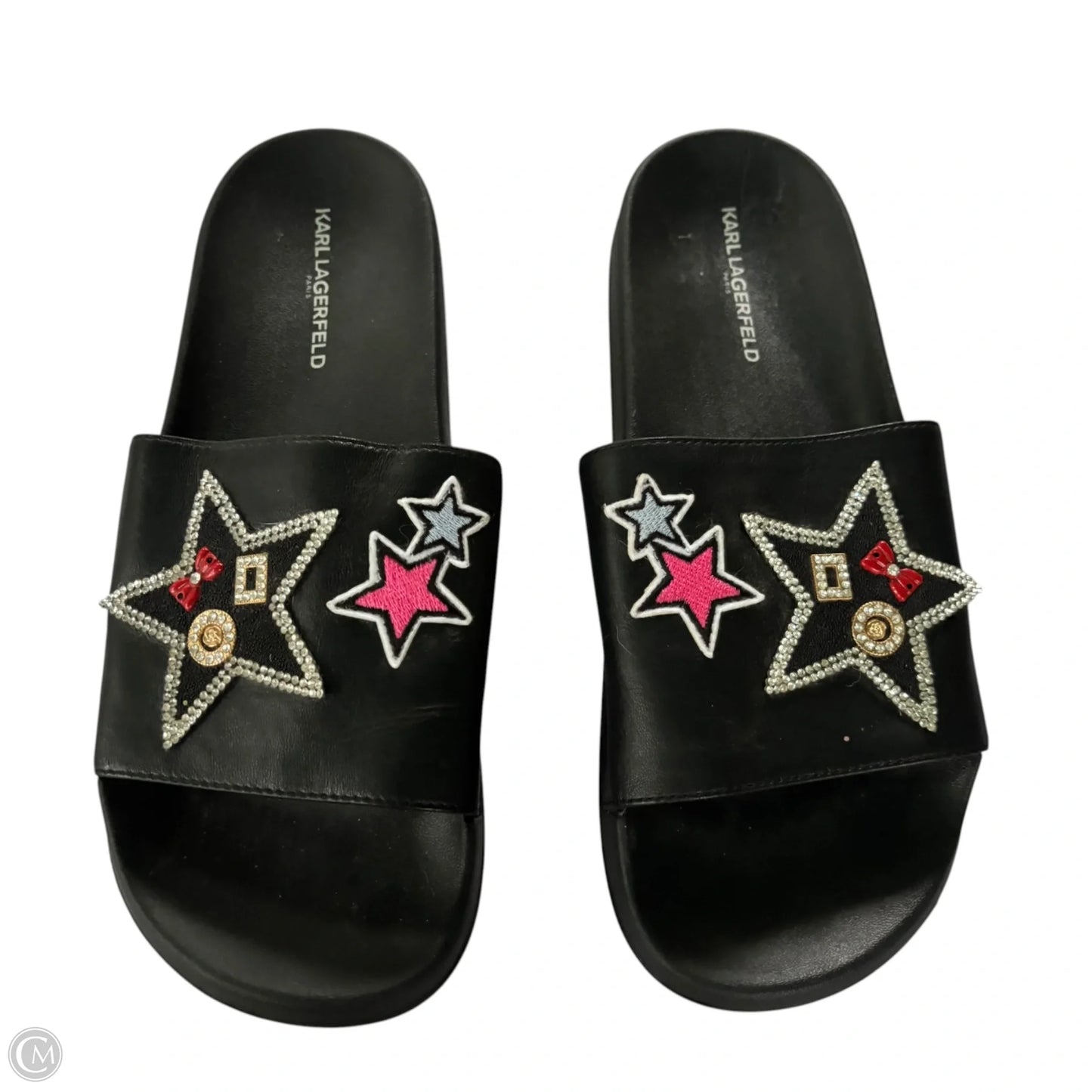 Sandals Designer By Karl Lagerfeld In Black, Size: 10