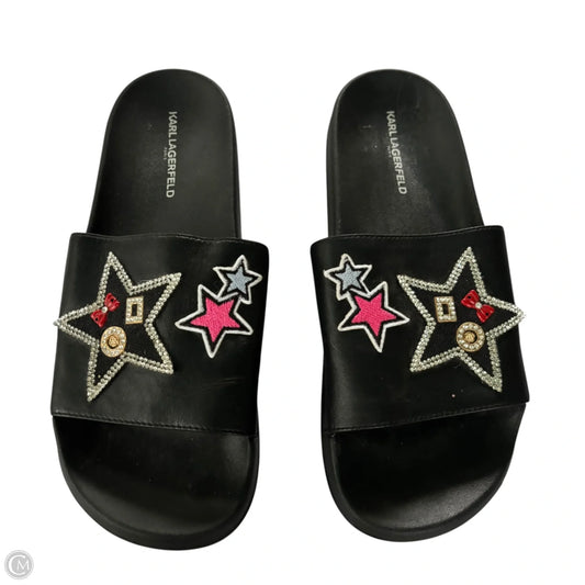 Sandals Designer By Karl Lagerfeld In Black, Size: 10