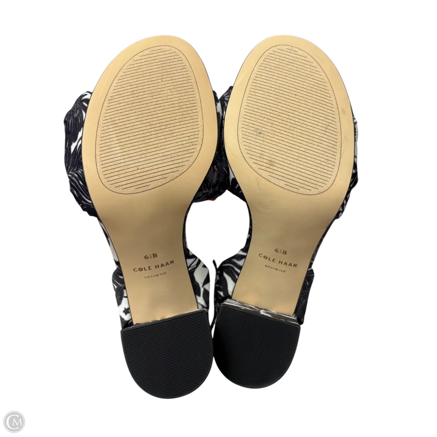 Sandals Heels Block By Cole-haan In Black & White, Size: 6.5