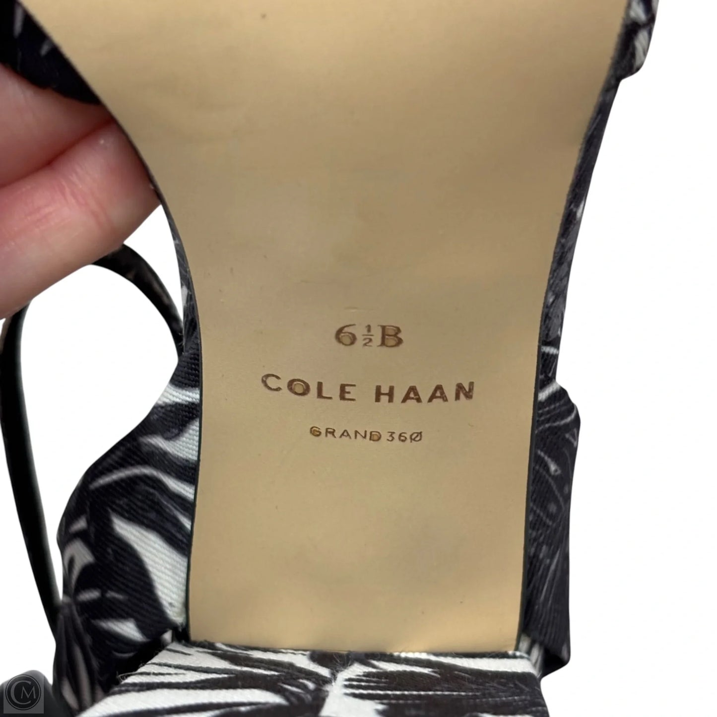 Sandals Heels Block By Cole-haan In Black & White, Size: 6.5