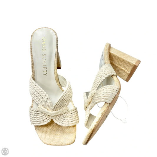 Sandals Heels Block By Oasis Society In Cream, Size: 7.5
