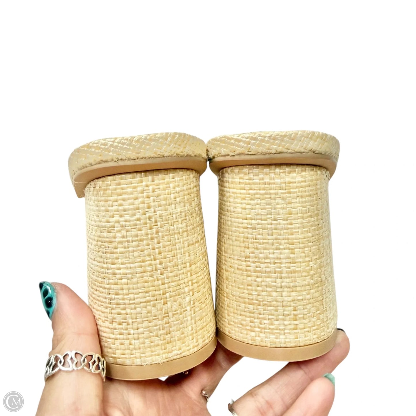 Sandals Heels Block By Oasis Society In Cream, Size: 7.5