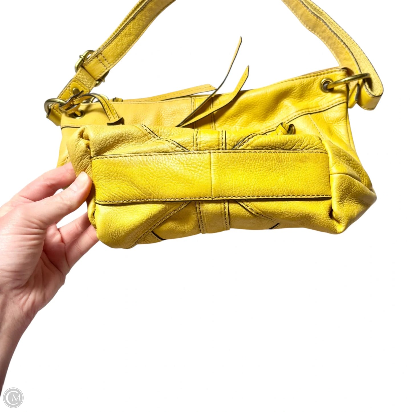 Handbag Leather By Fossil, Size: Medium