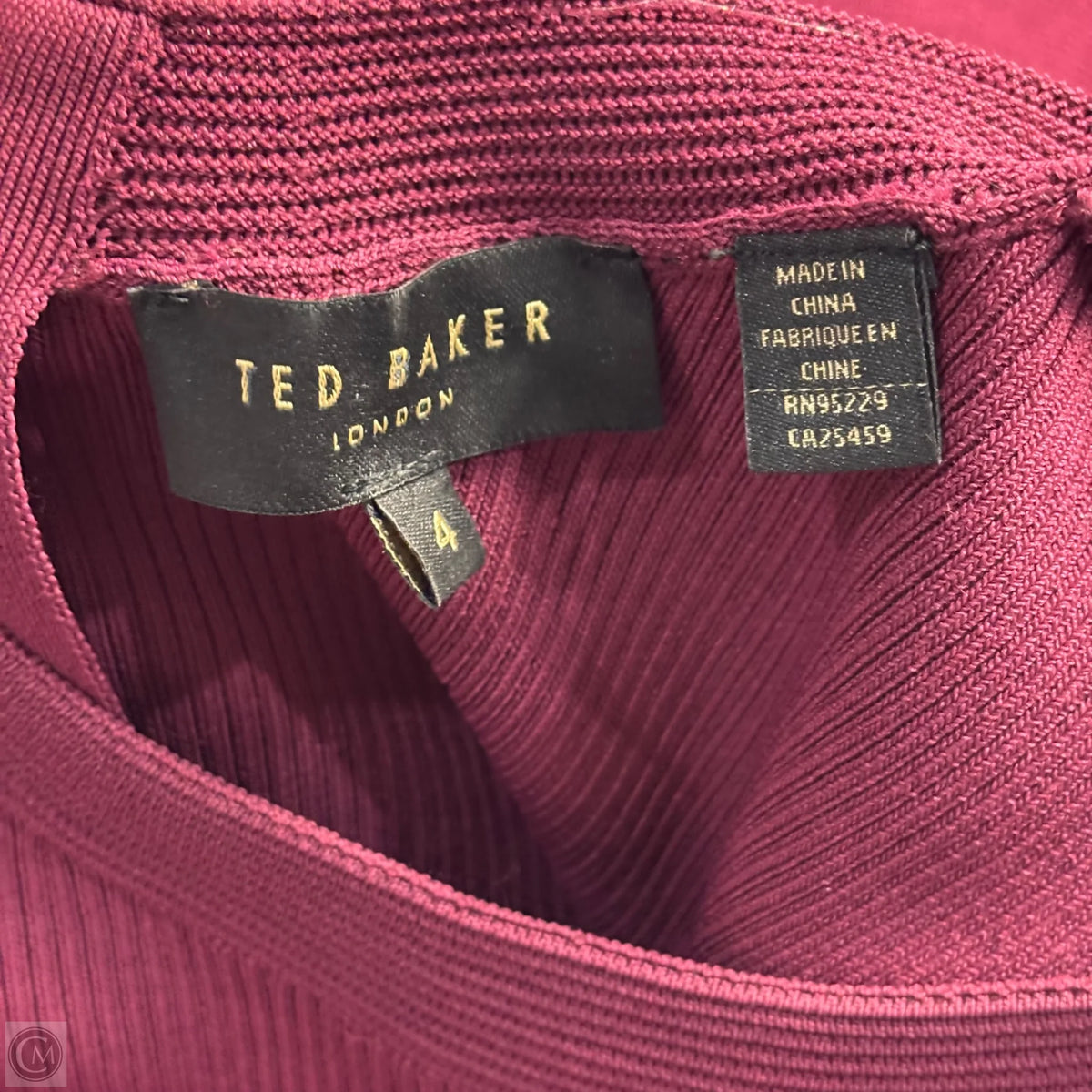 Dress Work By Ted Baker In Maroon, Size: S