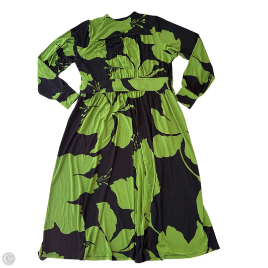 Dress Casual Midi By Lane Bryant In Black & Green, Size: Xl