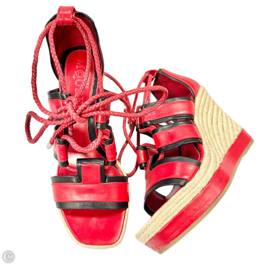 Sandals Luxury Designer By Alexander Mcqueen In Black & Red, Size: 8.5