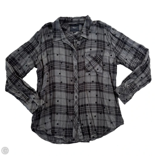 Top Long Sleeve By Rails In Black & Grey, Size: Xl