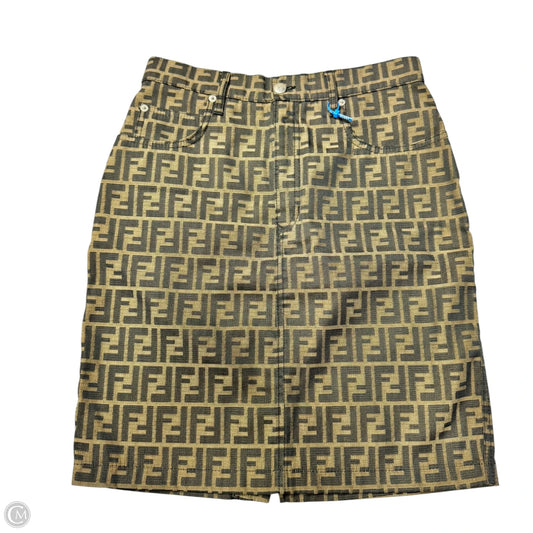 Skirt Luxury Designer By Fendi In Black & Brown, Size: 12