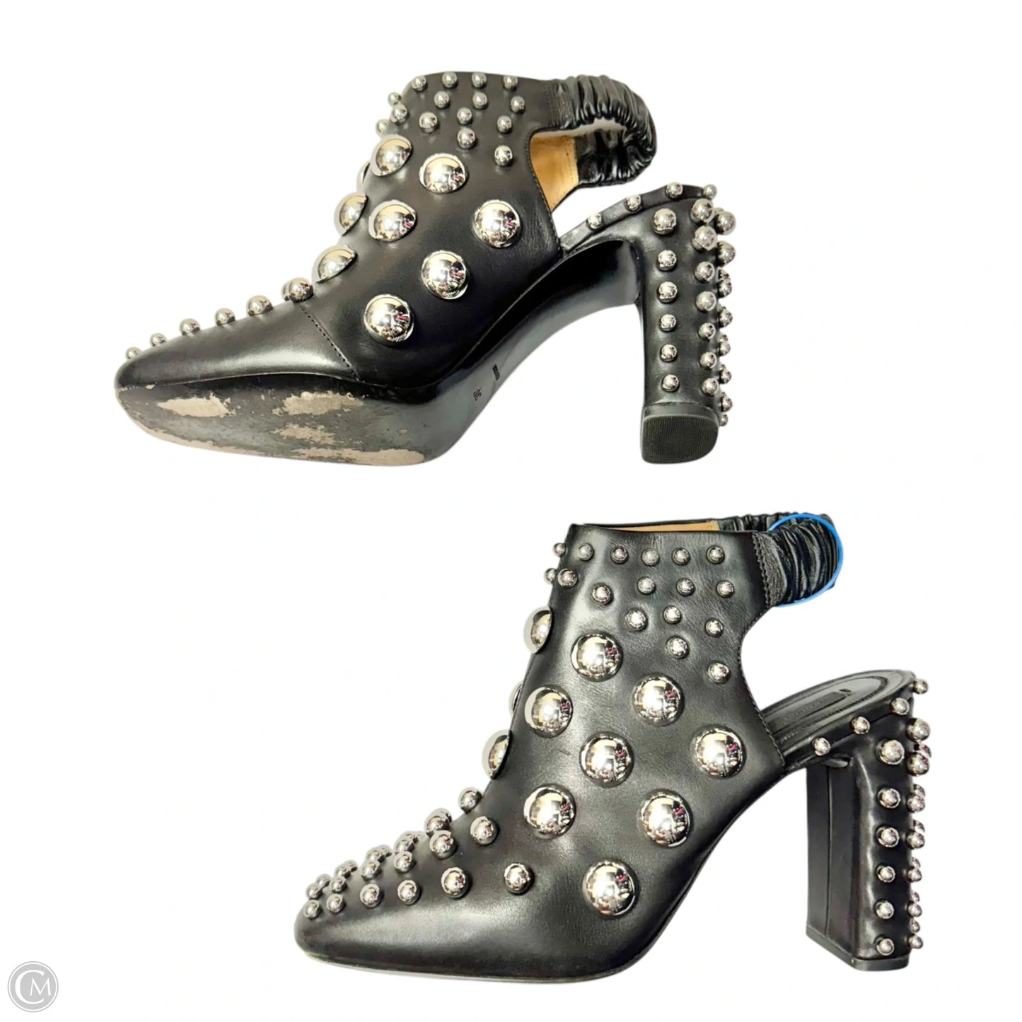 Boots Luxury Designer By Alexander Mcqueen In Black & Silver, Size: 8.5