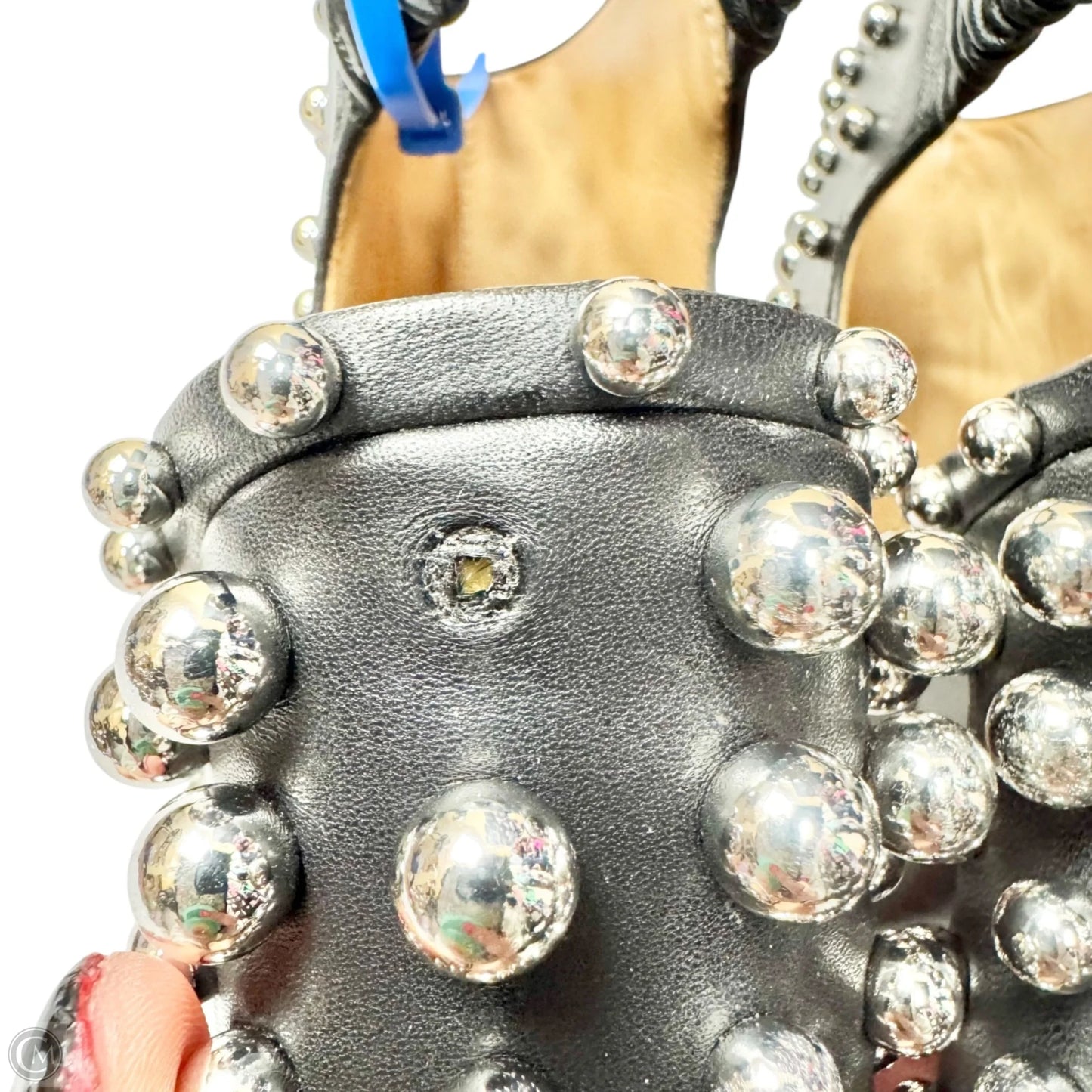 Boots Luxury Designer By Alexander Mcqueen In Black & Silver, Size: 8.5