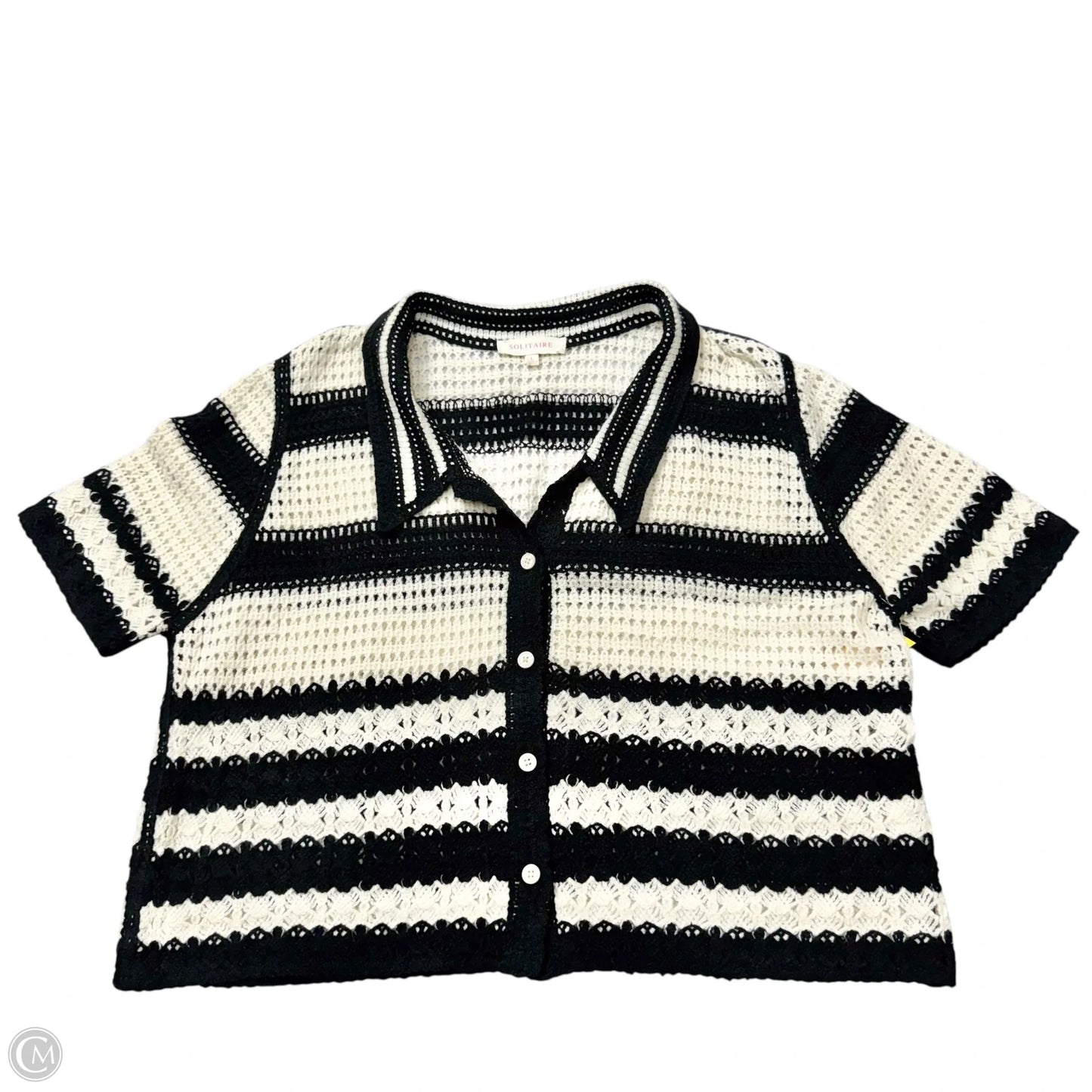 Cardigan By Solitaire In Black & White, Size: L