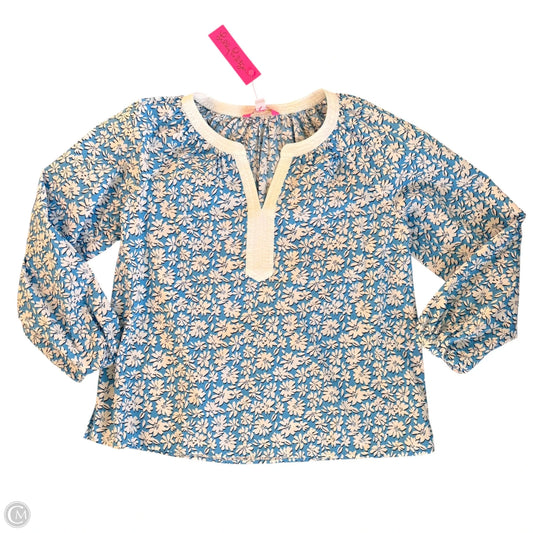 Top Long Sleeve Designer By Lilly Pulitzer In Blue & White, Size: Xl