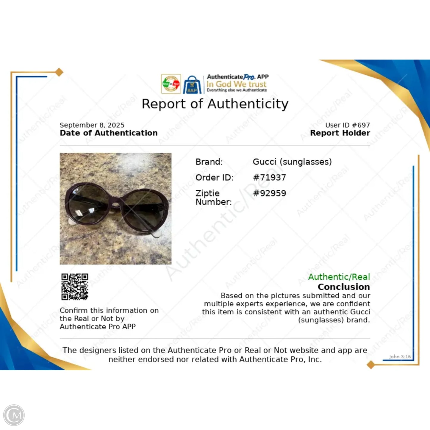 Sunglasses Luxury Designer By Gucci