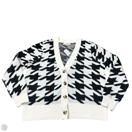 Sweater Cardigan By Loft In Black & White, Size: Xl