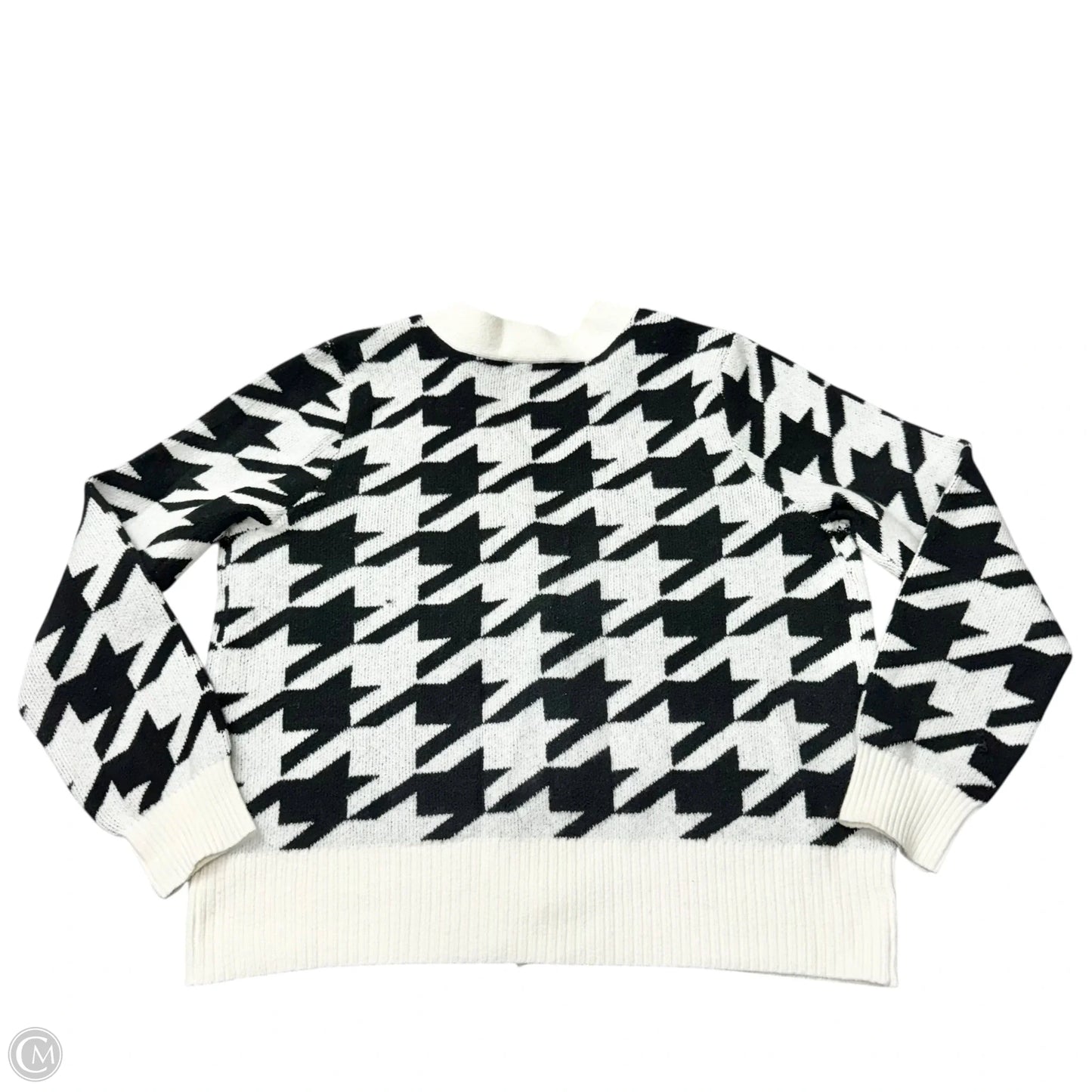 Sweater Cardigan By Loft In Black & White, Size: Xl