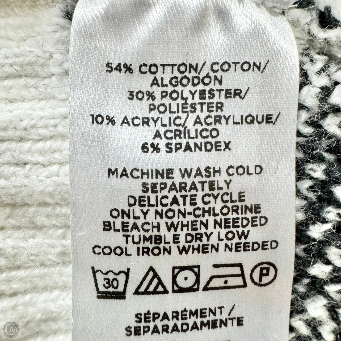 Sweater Cardigan By Loft In Black & White, Size: Xl