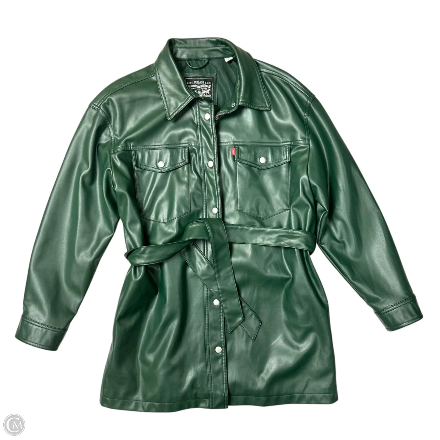 Coat Trench Coat By Levis In Green, Size: L