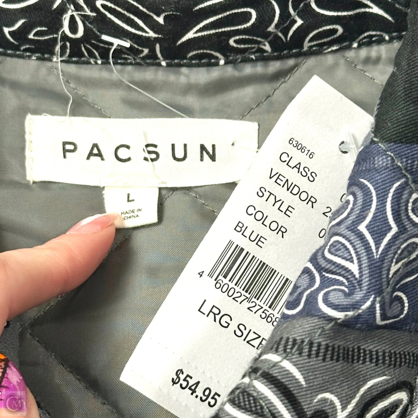 Coat Puffer & Quilted By Pacsun In Black & Blue, Size: L