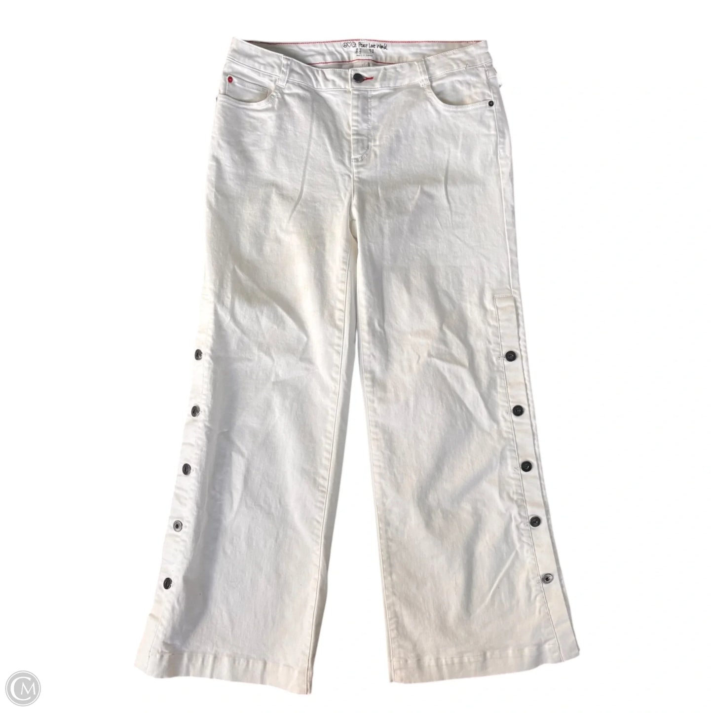 Jeans Flared By Peace Love World In White Denim, Size: 12