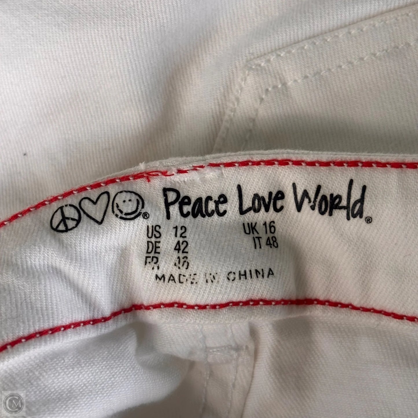 Jeans Flared By Peace Love World In White Denim, Size: 12