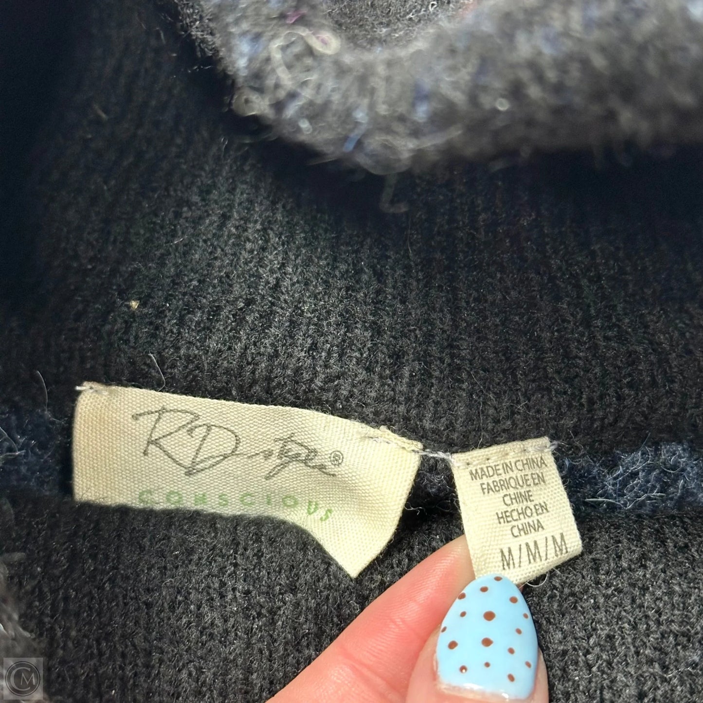 Sweater By Rd Style In Black & Blue, Size: M