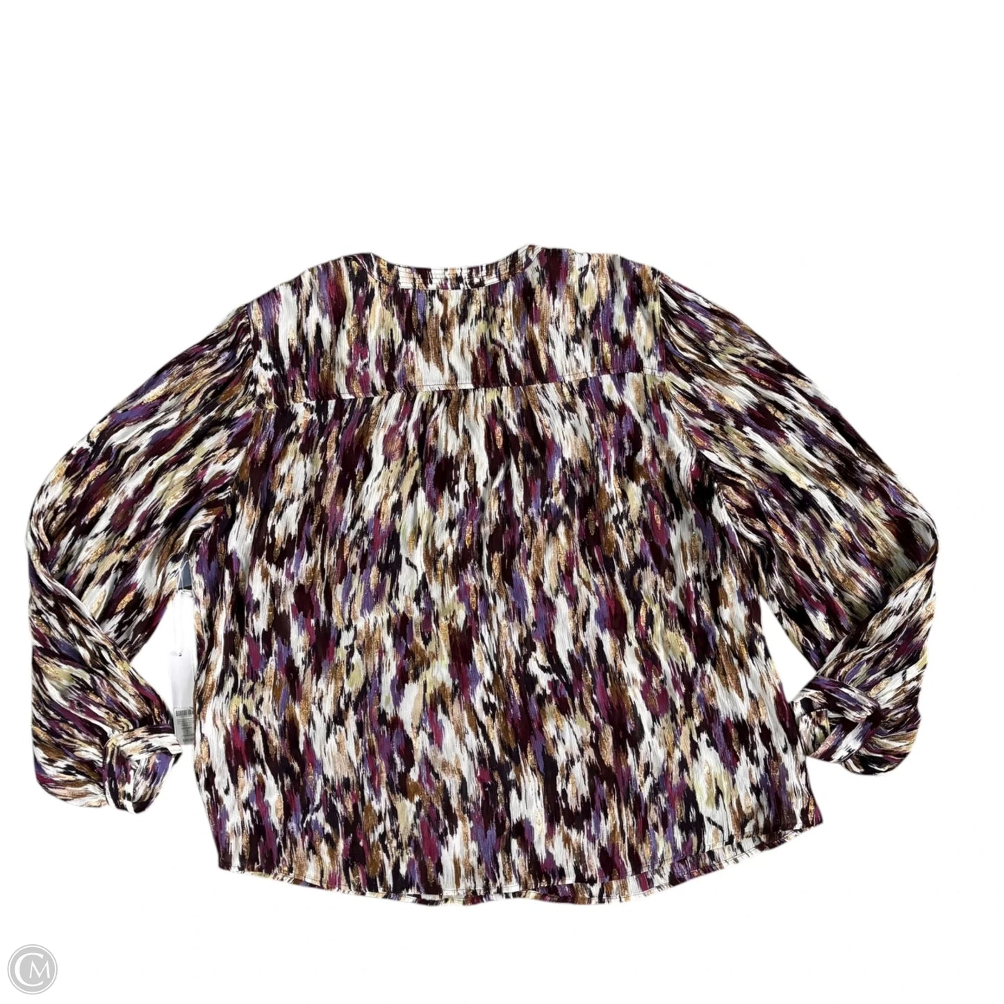 Blouse Long Sleeve By Chicos In Gold & Purple, Size: L