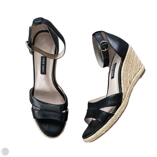 Sandals Heels Wedge By Nine West In Black, Size: 6.5