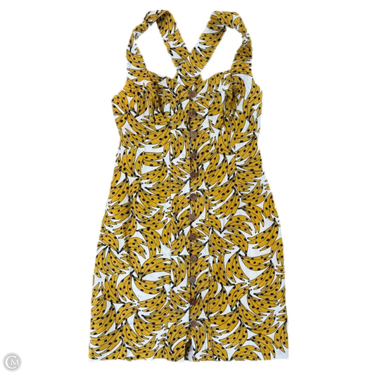 Dress Casual Short By Farm Rio In White & Yellow, Size: Xs