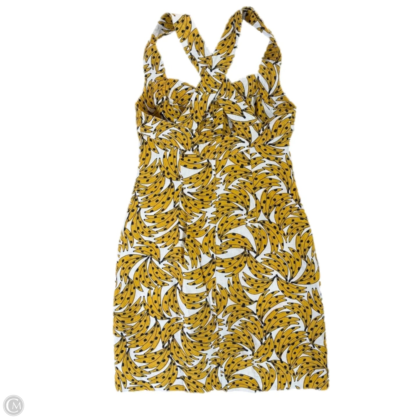 Dress Casual Short By Farm Rio In White & Yellow, Size: Xs