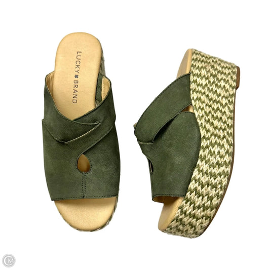 Sandals Heels Wedge By Lucky Brand In Green, Size: 6.5