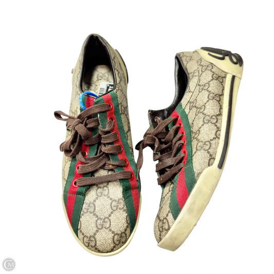 Shoes Luxury Designer By Gucci In Brown, Size: 7