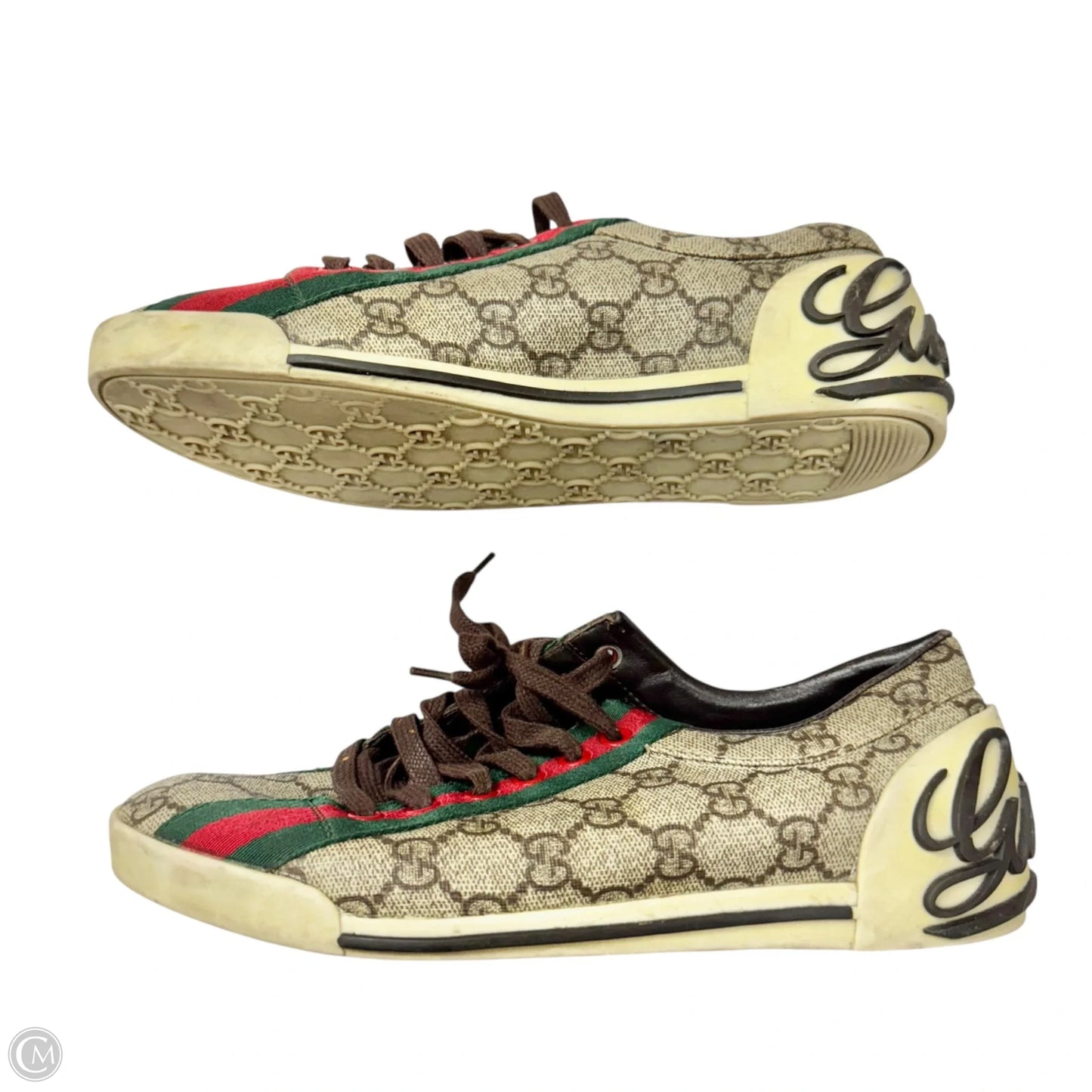 Shoes Luxury Designer By Gucci In Brown, Size: 7