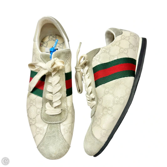 Shoes Luxury Designer By Gucci In White, Size: 6.5