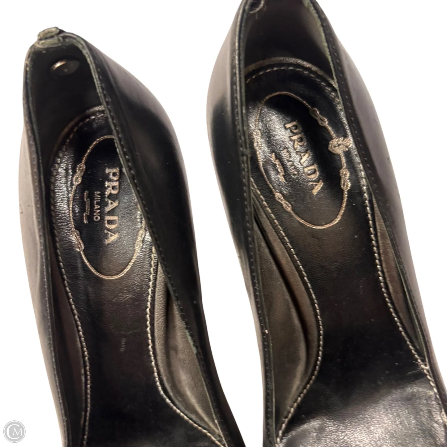 Shoes Luxury Designer By Prada In Black, Size: 7