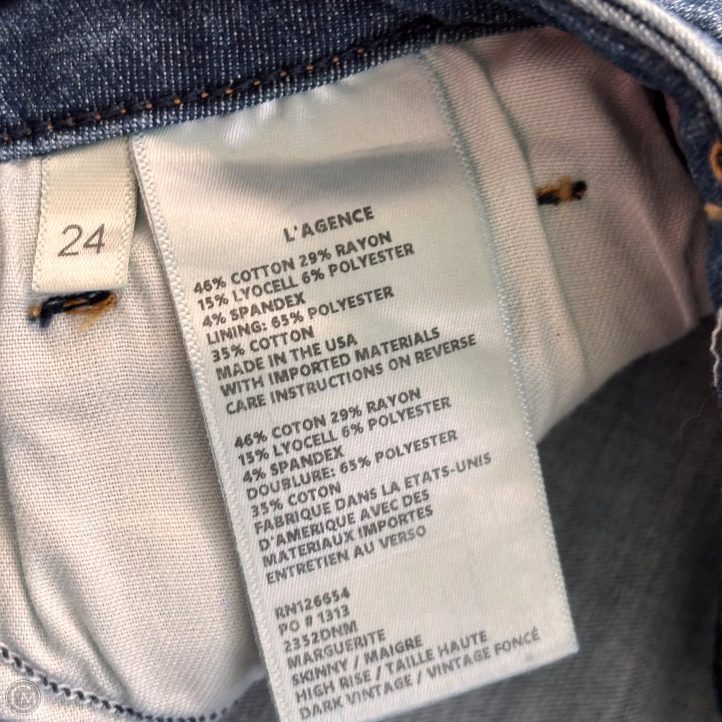 Jeans Skinny By L Agence In Blue Denim, Size: 0