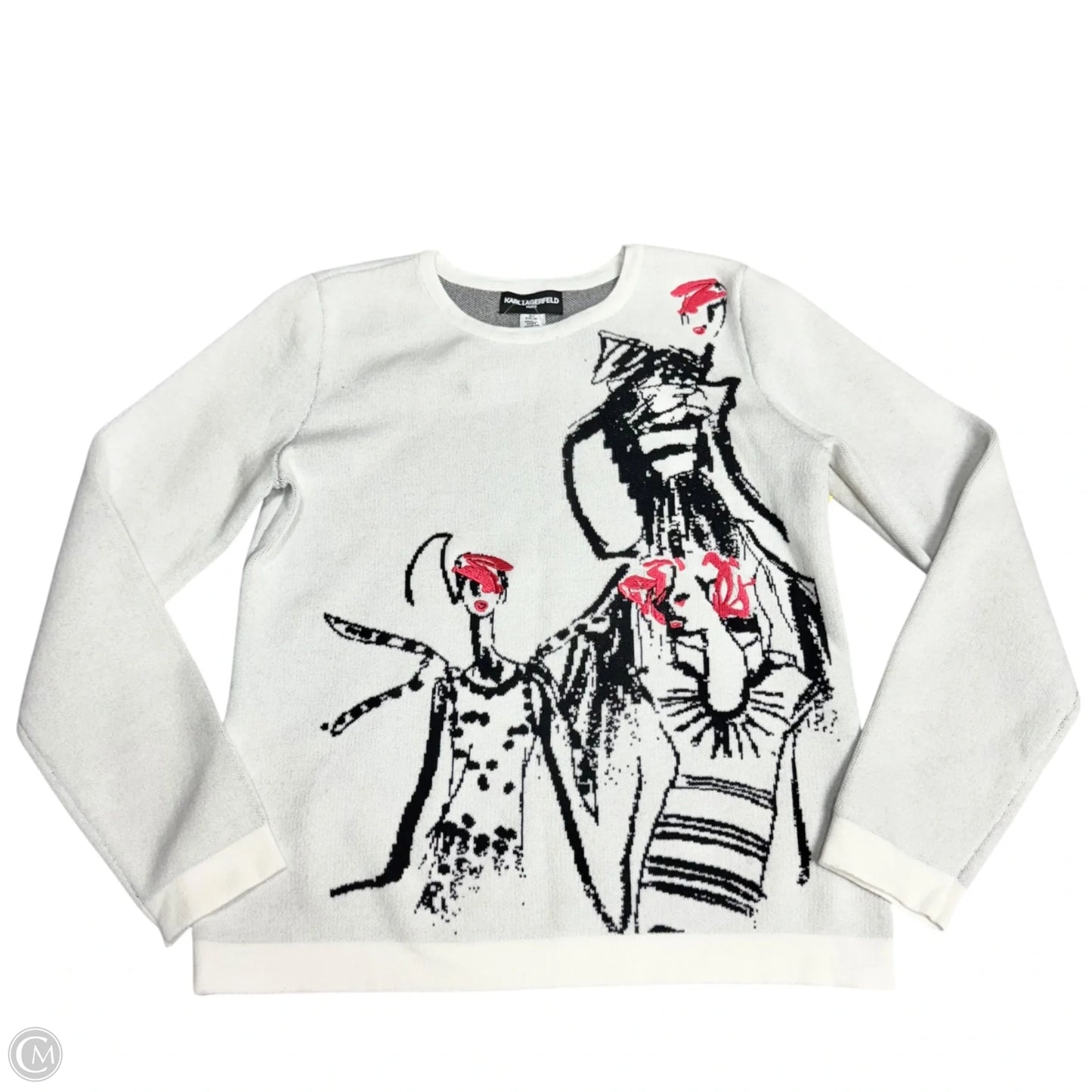 Sweater Designer By Karl Lagerfeld In White, Size: S