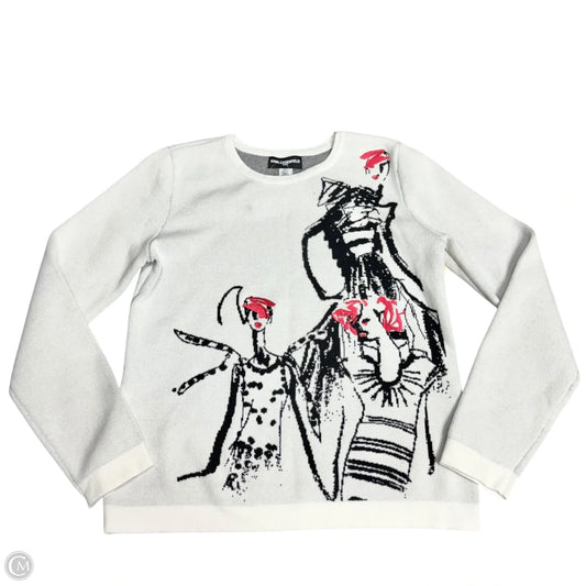 Sweater Designer By Karl Lagerfeld In White, Size: S