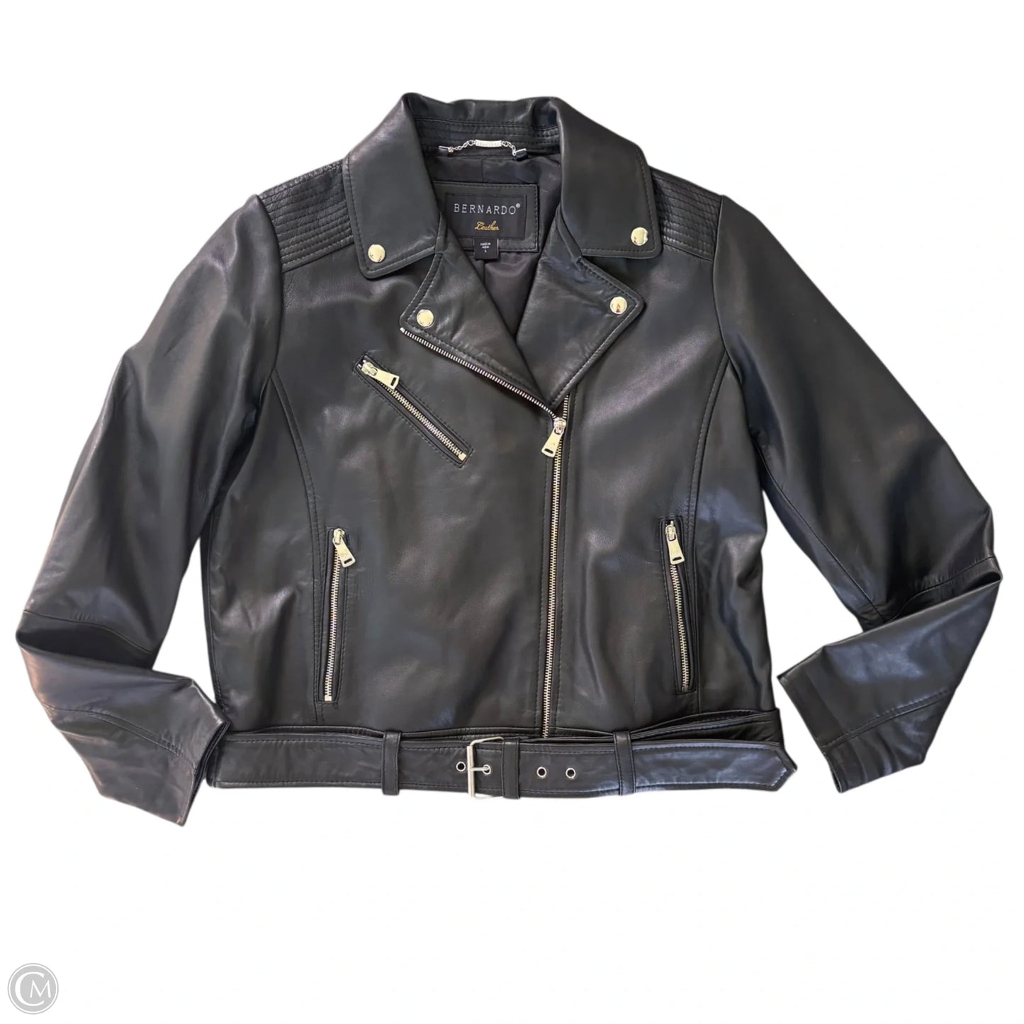 Jacket Moto Leather By Bernardo In Black, Size: L