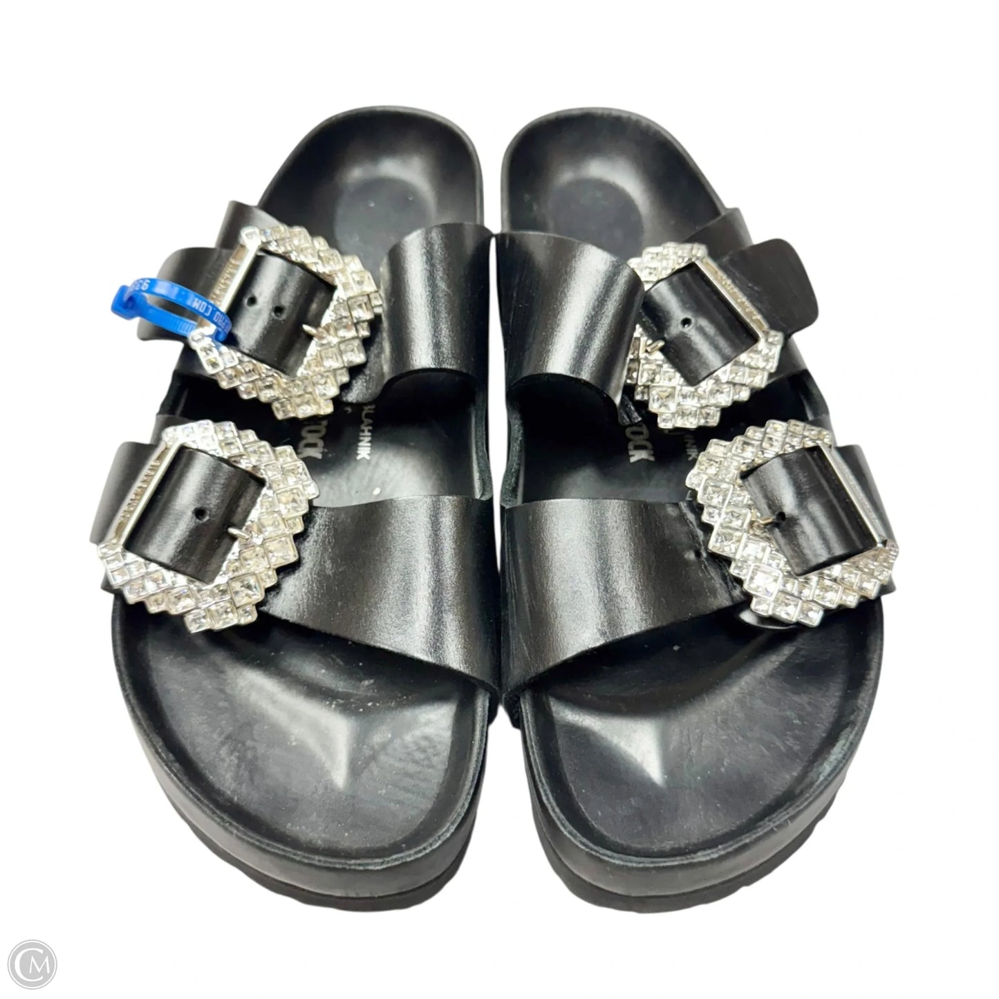 Sandals Luxury Designer By Manolo Blahnik X Birkenstock In Black, Size: 9