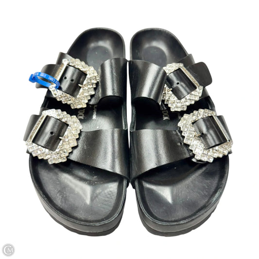 Sandals Luxury Designer By Manolo Blahnik X Birkenstock In Black, Size: 9