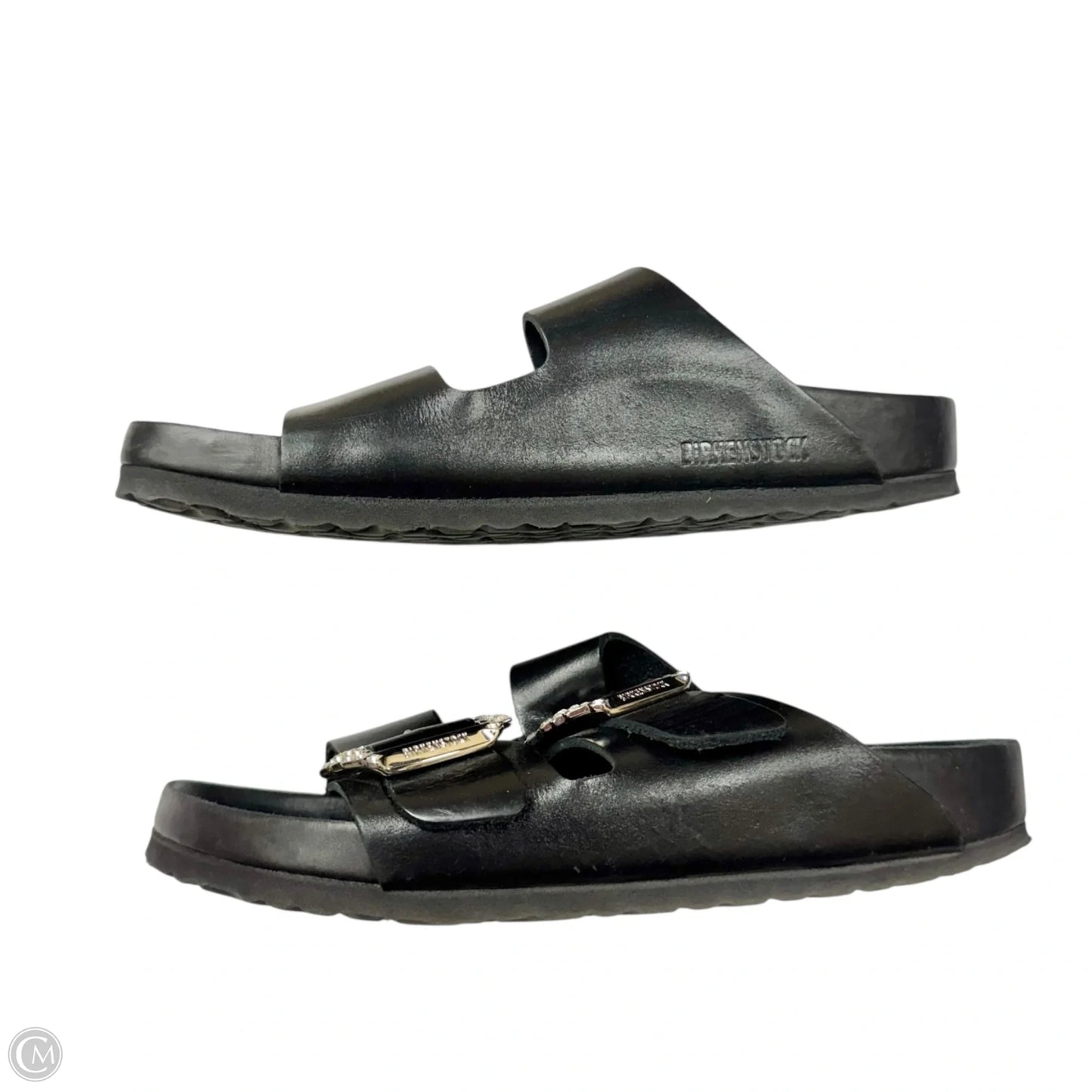 Sandals Luxury Designer By Manolo Blahnik X Birkenstock In Black, Size: 9