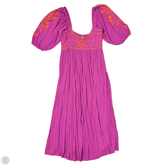 Dress Casual Midi By Free People In Orange & Purple, Size: L