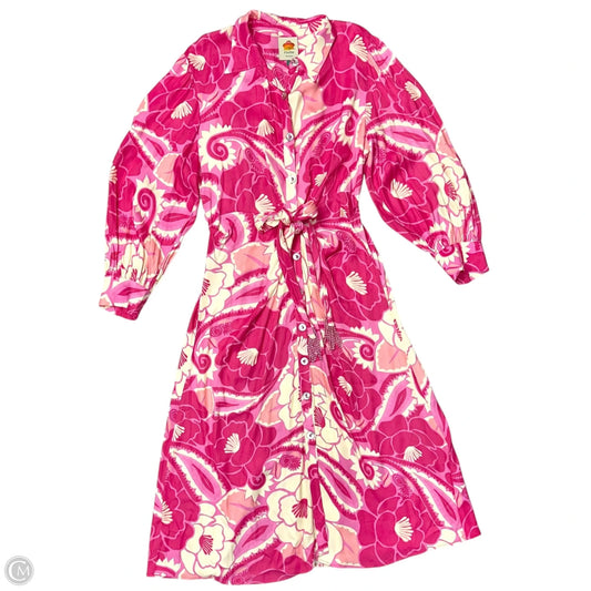 Dress Casual Midi By Farm Rio In Cream & Pink, Size: L