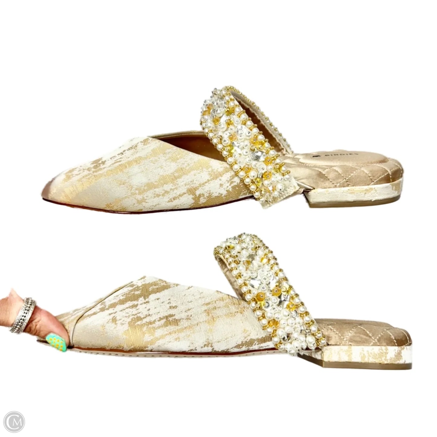 Shoes Flats By Birdies In Gold, Size: 8.5