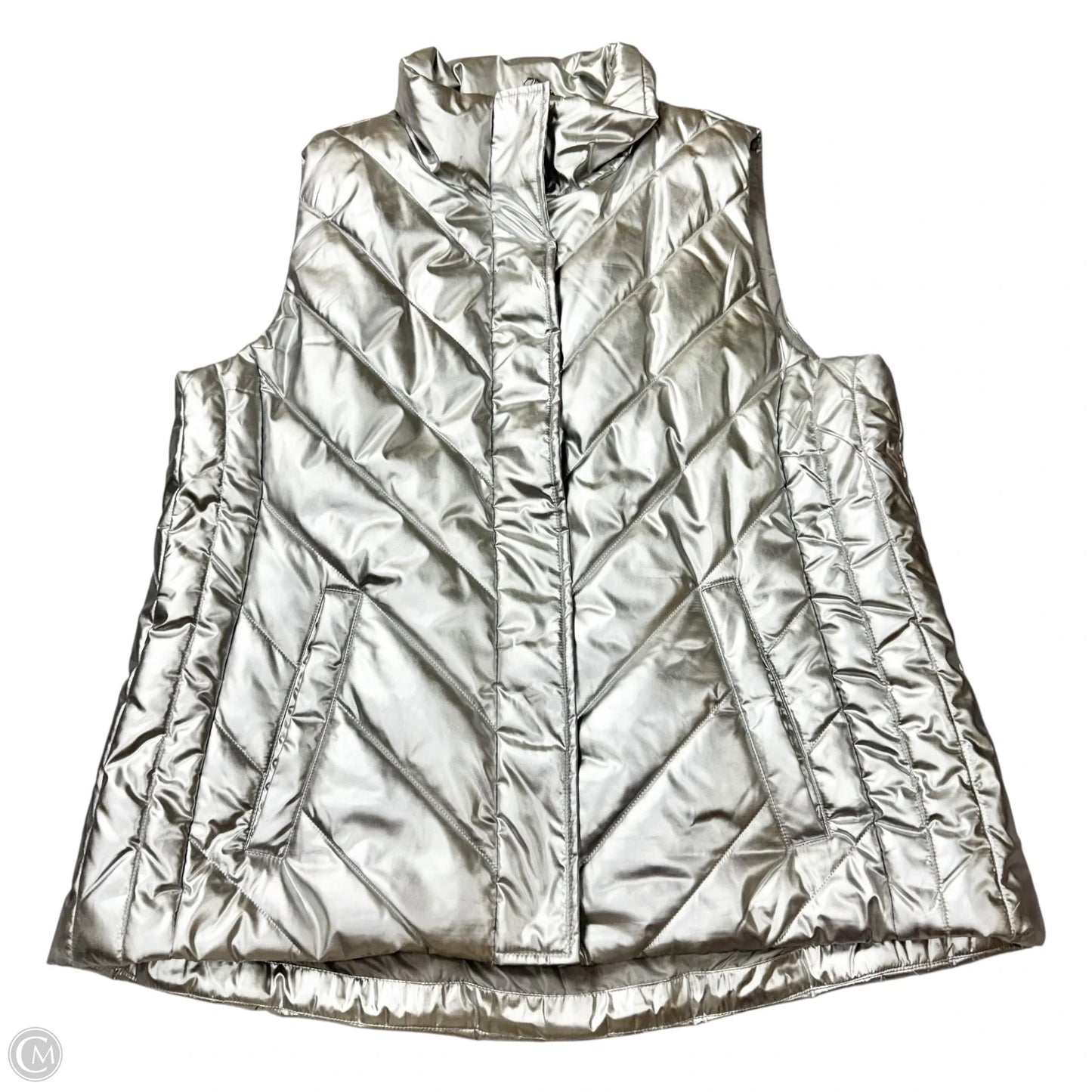 Vest Puffer & Quilted By Talbots In Silver, Size: Xl